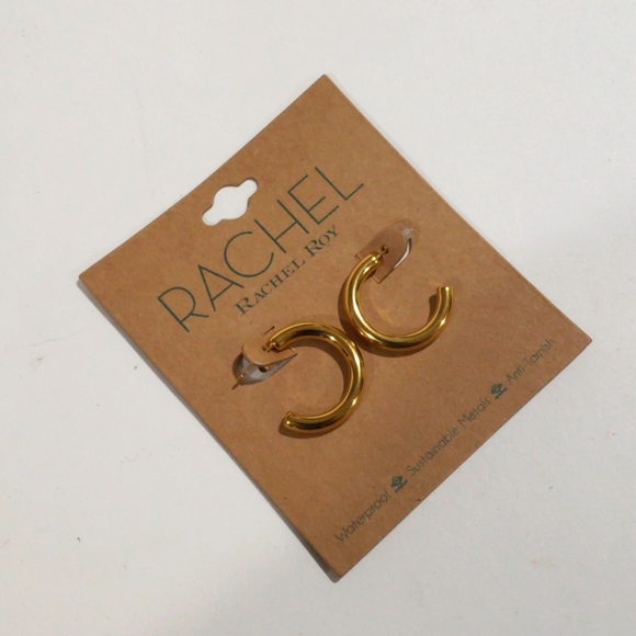 Gold-Tone Open Hoop Earrings –  Statement Jewelry for Women By Rachel Roy - 1" - Picture 4 of 9